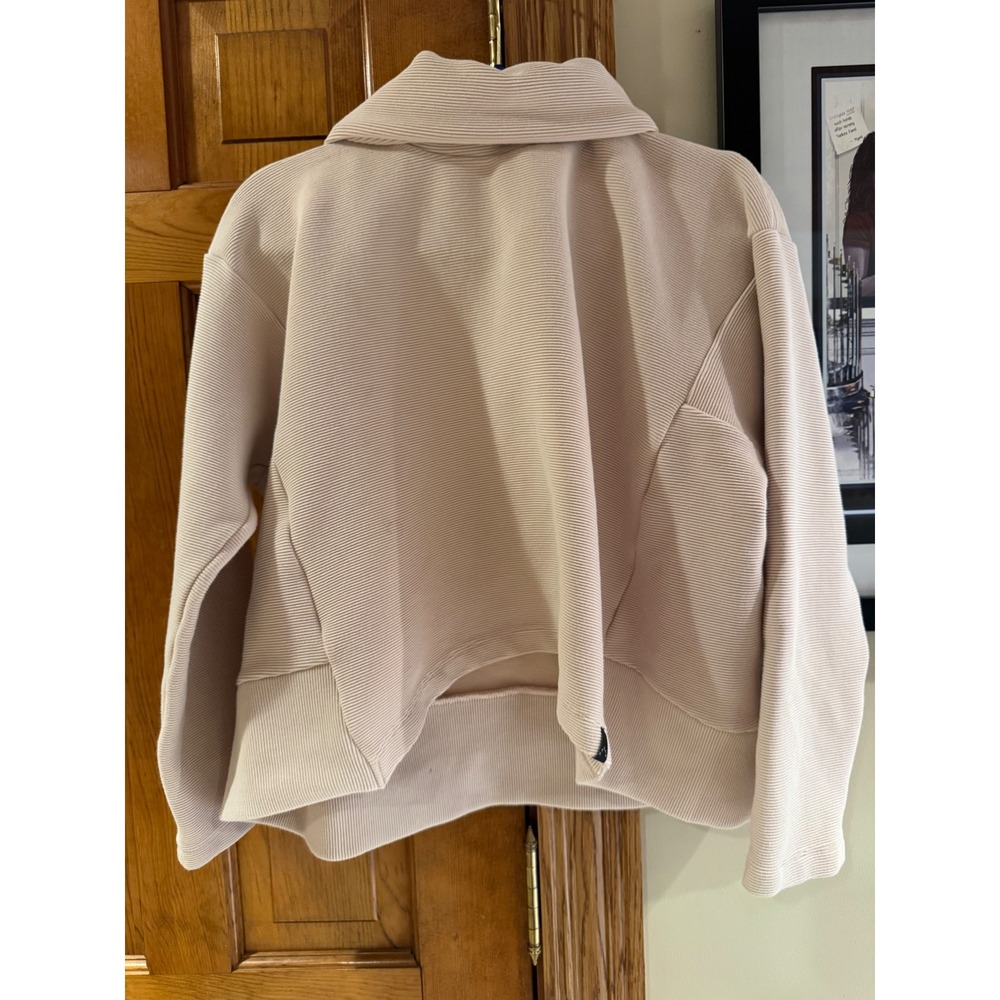 Varley Ribbed Cropped Pullover Sweatshirt Neutral Funnel Neck Athleisure‎ small